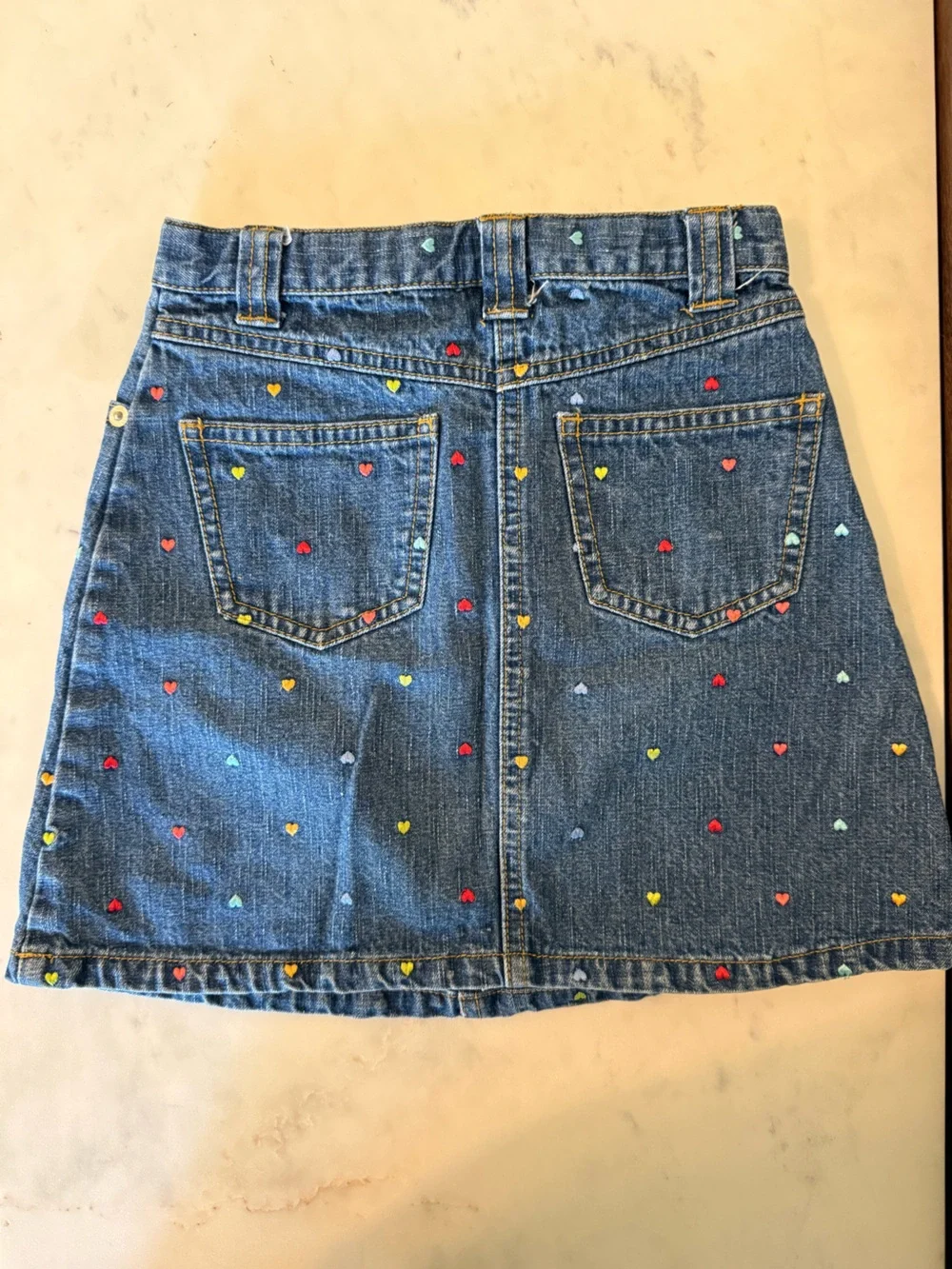 Gymboree Blue Denim Shorts & Skirt Set with Red Heart Detail